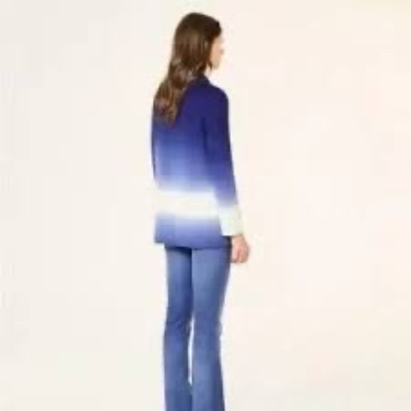 Tory Burch Ombre Gradient Double Breasted Wool Jacket Blue White Size M - Picture 2 of 14